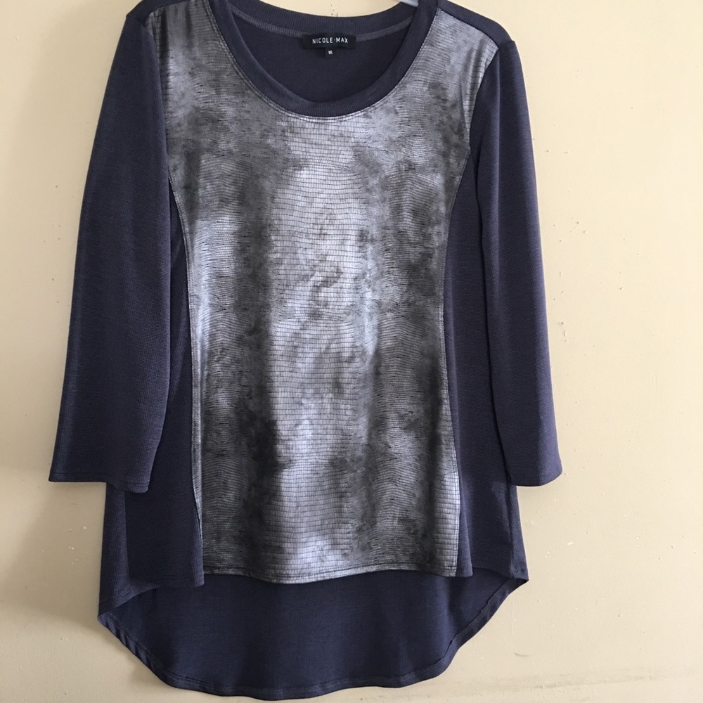 Nicole Max Tunic Snakeskin Font Hi-Low Hem Size M